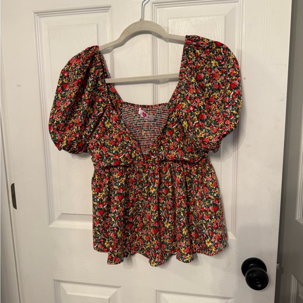 Buddy Love Multicolor Floral Puff Sleeve Blouse